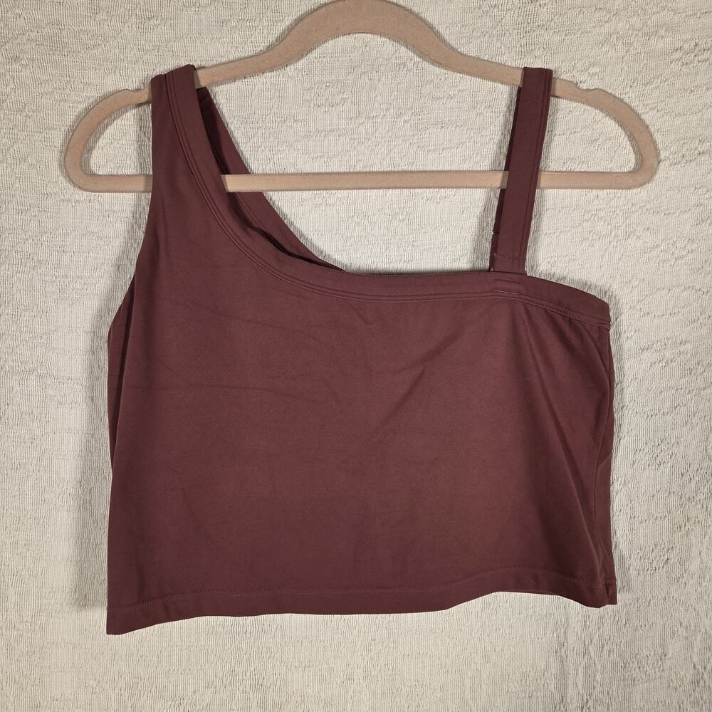 Vitality Asymmetrical One Shoulder Sports Bra Sz L Burgundy Athletic Crop Top